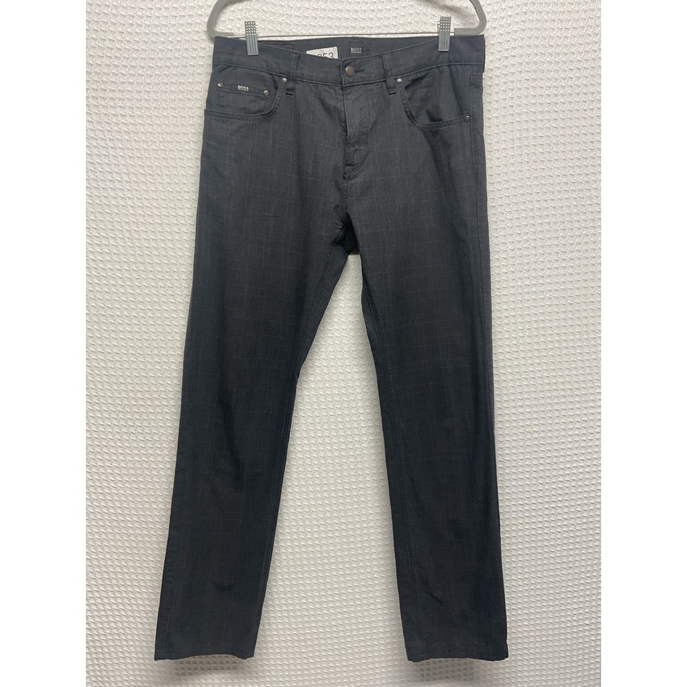 HUGO BOSS Maine1-10 Regular Fit Flat Front Dress Pant -33/34 Plaid Cotton